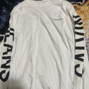 White with black long sleeve